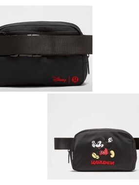 lululemon athletica black Disney Mickey Mouse belt bag with red logo